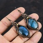 Labradorite Copper Valentine Gift Wire Wrapped Drop dangle Earrings 2 87 