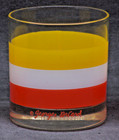 2 Vintage Georges Briard Cabana Striped Yellow White Orange Cocktail Glasses Mcm