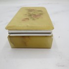 Yellow Alabaster Stone Vintage Handcrafted Italy Floral Jewelry Trinket Box