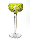Val St Lambert Epinal Yellow Gold Cut To Clear Crystal Wine Glass Goblet