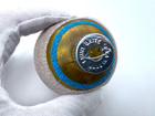 Vtg Shiny Brite Gold Double Indent Heavy White Blue Pink Mica Christmas Ornament