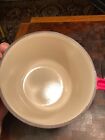Vintage Le Creuset Red Enameled Cast Iron Fondue-pot France- 6 Teak Handle Forks