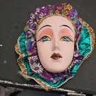 Decorative Wall Masks Set Of 3 Colorful Fabric Gold Trim Painted Finish