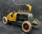 Vintage Hubley Cast Iron Yellow Auto Racer Straight 8 Engine - 9 1 2  Long