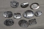 Vintage Lot Of 10 Belt Buckles Western Cowboy Rodeo Chrome Pewter Horse Metal