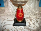 Antique Americana Oil Lamp Metal Tole Glass Font Primitive Country Hurricane