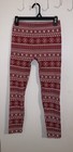 Pink Rose Women   s S Red white Fair Isle Christmas Ankle Leggings Stretch Yoga