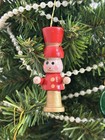 Doll House Miniature 14 5    Christmas Tree Holiday Decor W  Wooden Ornaments Vtg