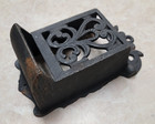 Antique Cast Iron Match Safe Holder Box Wall Mount Ornate Black Vintage
