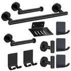11 Pcs Black Bathroom Hardware Set  Bathroom Towel Holder Wall Mount Towel Hook