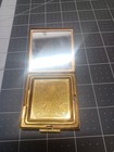 Vintage Powder Compact With Enamel Floral Lid Unmarked  Unused Case  101