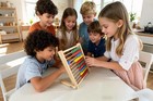 Wooden Counting Number Frame  10 Rows Abacus For Learning Math  8-inch 