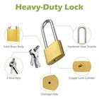Brass Padlock Long Shackle Heavy Duty Lock With Keys Outdoor Waterproof Gate Sol