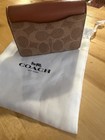 Coach Brown Signature Logo C Flap Folding Wallet Credit Card Case Women