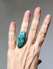 Vtg 1950s Old Pawn Sterling Silver Native American  8 Mine Web Turquoise Ring