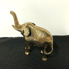Solid Brass Ornate Design 4  Elephant Good Luck Trunk Up Figurine Statue India