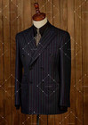 Black Striped Men s Formal Suit Tailored Outfits Peak Lapel Double Breasted 2pcs