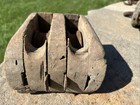 Antique Wood   Iron  Pulley Block 8  Barn Farm Nautical Rustic Tool