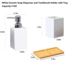 White Bathroom Set 3pcs ceramic Soap Dispenser And Toothbrush Holder With Tra   