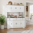 71  Kitchen Pantry Cabinet With Charging Station 8 Doors 2 Drawers White