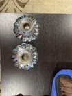 Vintage Farber Bros Krome-kraft Chrome Pedestal Candy Dishes Floral Design Pair