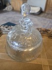 Vintage Pink Depression Glass Powder Trinket Dresser Vanity Jar Candy Dish