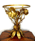 Vintage Gold Gilt Floral Mid Century Modern Lighted Side Table Hollywood Regency