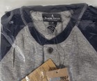 Tailor Vintage Men   s Henley Shirt Size M Gray Blue Long Sleeve Airotec New