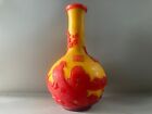Chinese Old Peking Glass Hand-carved Exquisite Flower And Bird Vase 4435