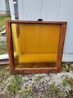 Vintage Antique Wood Window Sash With Amber Glass