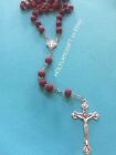 Jerusalem Rose Smell Wood Catholic Rosary Bead Necklace Cross Crucifix Us Seller