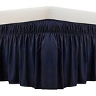 Navy Blue Bed Skirt - 14  Drop Elastic Dust Ruffle Queen king Size