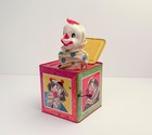 Working Vintage 1953 Mattel  Jack In The Box Windup Circus  Clown Toy Tin Litho