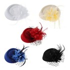 Fascinator Hat Women Mesh Veil Flower Feather Beaded Wedding Bridal Hair Clip