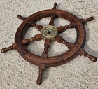25  Brass Finishing Wooden Steering Ship Wheel Pirate Vintage Wall Hanging