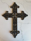 Vintage Cast Iron Wall Cross Large Metal Heavy Celtic Hanging Rustic Patina