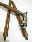 Vintage Antique Wooden Walking Spiral Stick Cane Style Jaguar Head Handle Gift