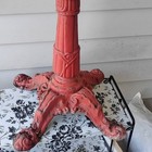 Red Cast Iron Pedestal Table Base Stand W  Black Top Plate  Freestanding