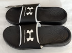 Under Armour Men s Ua - Size 12  Locker Iv Slides Black black white - Black-bl