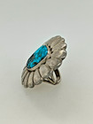 Sterling Silver Turquoise Flower Ring For Women Size 5 Handmade Southwestern