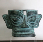 8 5  X 5  Old Chinese Sanxingdui Culture Bronze Human Face Mask Statue Repro