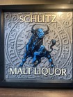 Rare Vintage Schlitz Malt Liquor Original Bull Head 3d Lightup Beer Clock 1971