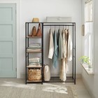 Freestanding Wardrobe Black Metal With Natural Wood - Brightroom
