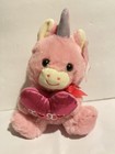 Plush Pink Unicorn 8    Stuffed Animal  Heart Pink    xoxo    And Bow Pink New