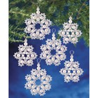 Beadery Holiday Beaded Ornament Kit  Crystal And Pearl Snowflakes  2 5  Makes 12