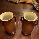 Antique Czech Hand Painted Porcelain Portrait Vase Two Handle 5 5 h Lot Of 2