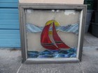 Antique vintage Nautical Stained Glass Windows In Frames