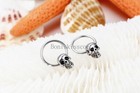 Punk Rock Silver Stainless Steel Men s Skull Head Hoop Earrings Halloween Gift