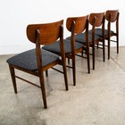Mid Century Modern Dining Chairs 4 Grey Walnut Vintage American Mcm Restored Nm