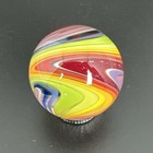 Contemporary Handmade Art Glass Marble 1 09  Colorful Wigwag Swirl  Clear Core